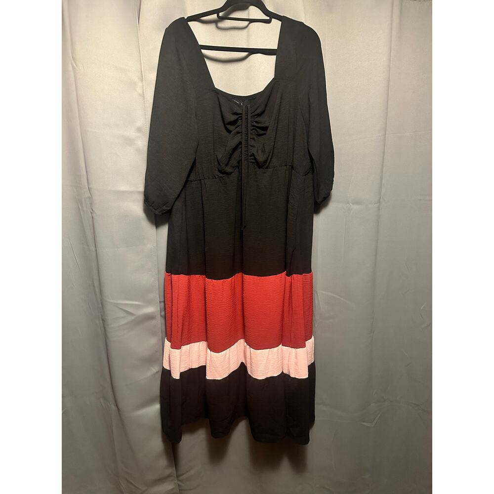 Plus Size 2X 18 - 20 BloomChic Color Block Stripe Midi Dress with Pockets - Picture 3 of 11